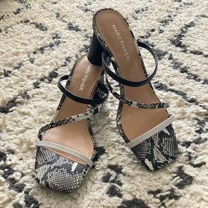 Marc Fisher New Strappy Sandal Heel Mules Skin 6